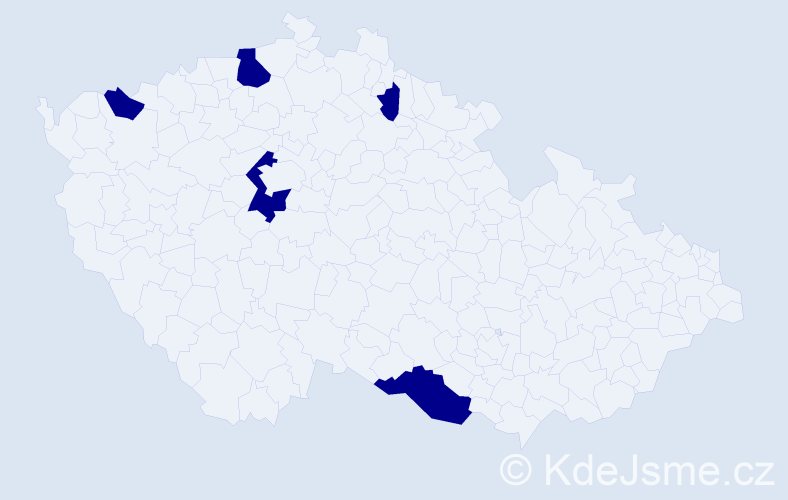 Jméno: 'Thi Hong Hoa', počet výskytů 5 v celé ČR