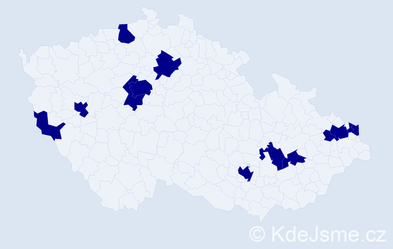 Jméno: 'Esmeralda', počet výskytů 13 v celé ČR