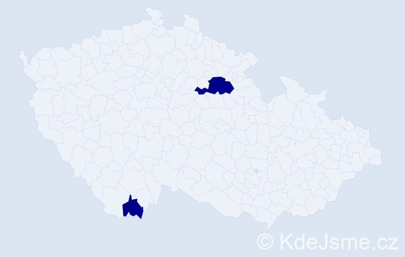 Jméno: 'Jáchym Ondřej', počet výskytů 2 v celé ČR