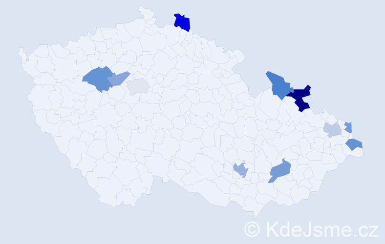 Jméno: 'Atanasios', počet výskytů 13 v celé ČR