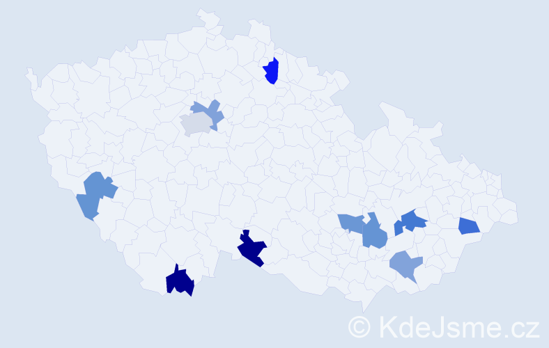 Jméno: 'Miki', počet výskytů 13 v celé ČR