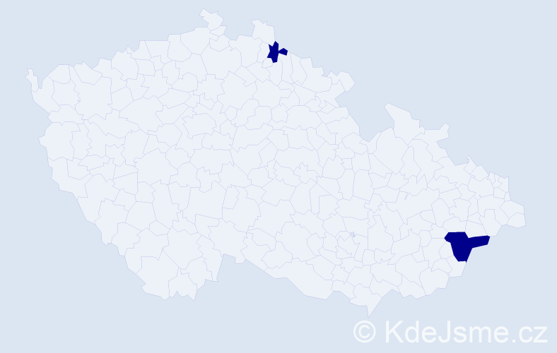 Jméno: 'Angelina Marie', počet výskytů 2 v celé ČR