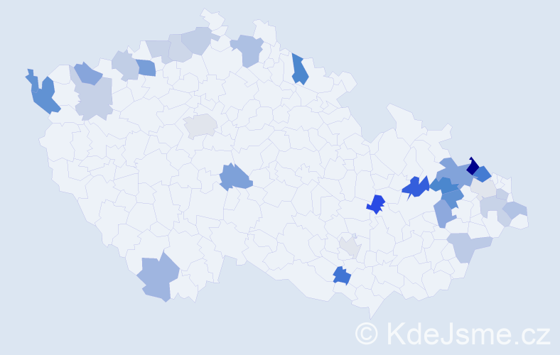 Jméno: 'Konrad', počet výskytů 44 v celé ČR