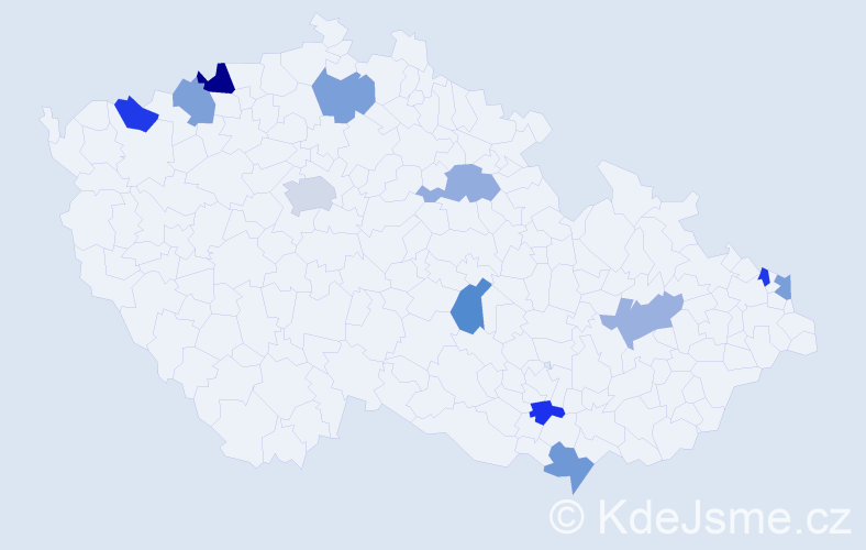 Jméno: 'Tomaš', počet výskytů 14 v celé ČR