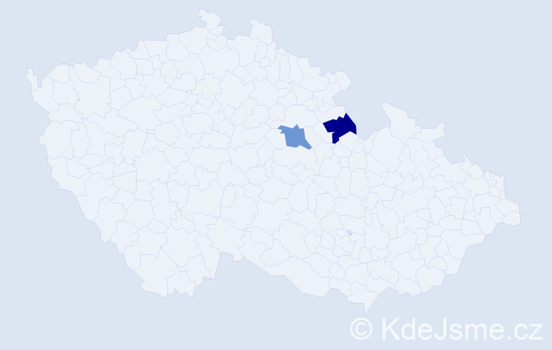 Jméno: 'Timi', počet výskytů 2 v celé ČR