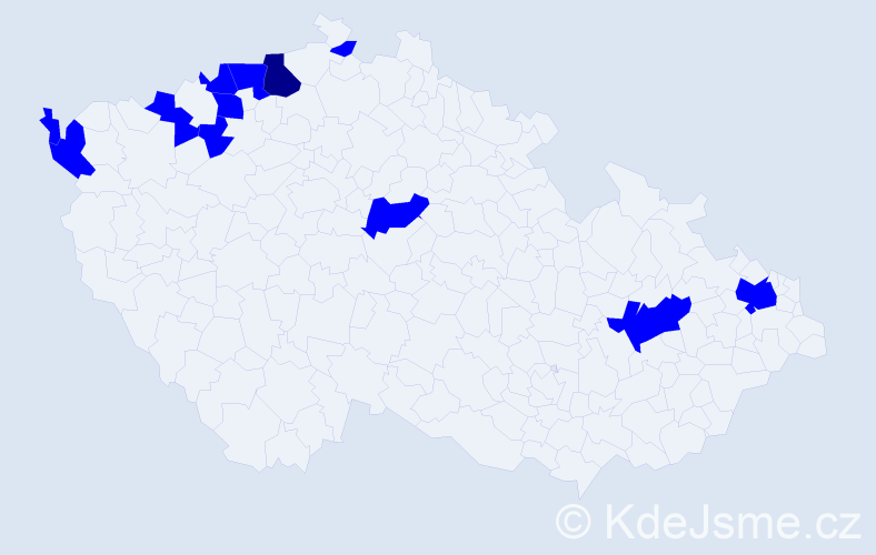 Jméno: 'Kolman', počet výskytů 13 v celé ČR
