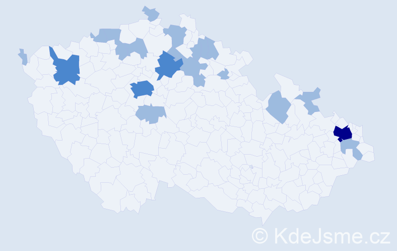 Jméno: 'Evička', počet výskytů 28 v celé ČR