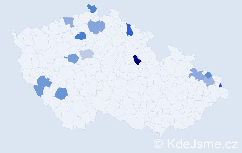Jméno: 'Vasiĺ', počet výskytů 18 v celé ČR