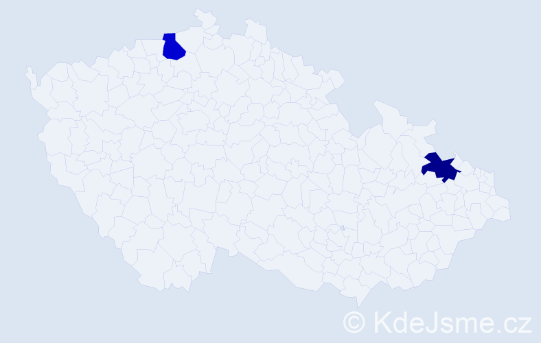 Jméno: 'Petr Miroslav', počet výskytů 2 v celé ČR