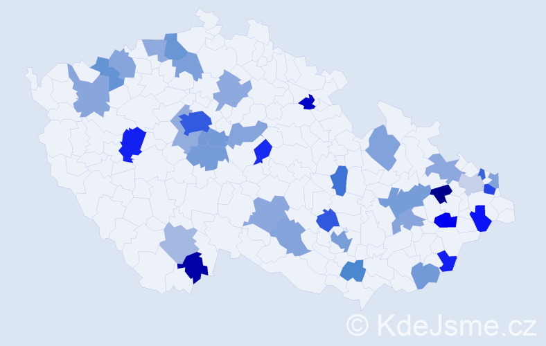 Jméno: 'Mirjam', počet výskytů 67 v celé ČR