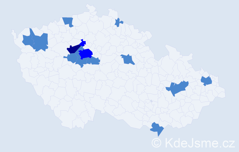 Jméno: 'Tadeáš Jan', počet výskytů 18 v celé ČR