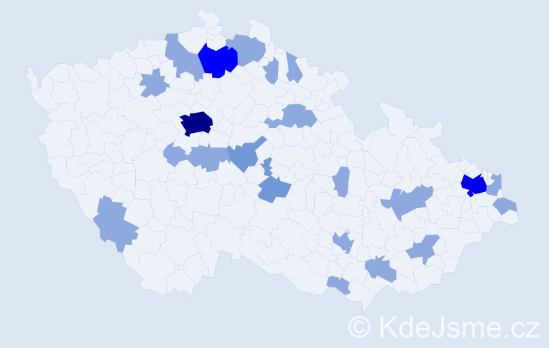 Jméno: 'Kornélia', počet výskytů 41 v celé ČR