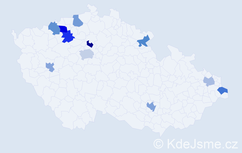 Jméno: 'Stefani', počet výskytů 14 v celé ČR