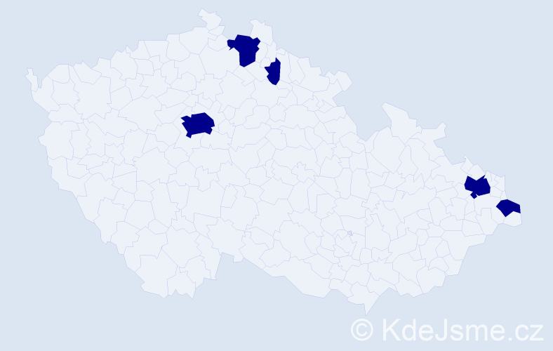 Jméno: 'Katrine', počet výskytů 5 v celé ČR