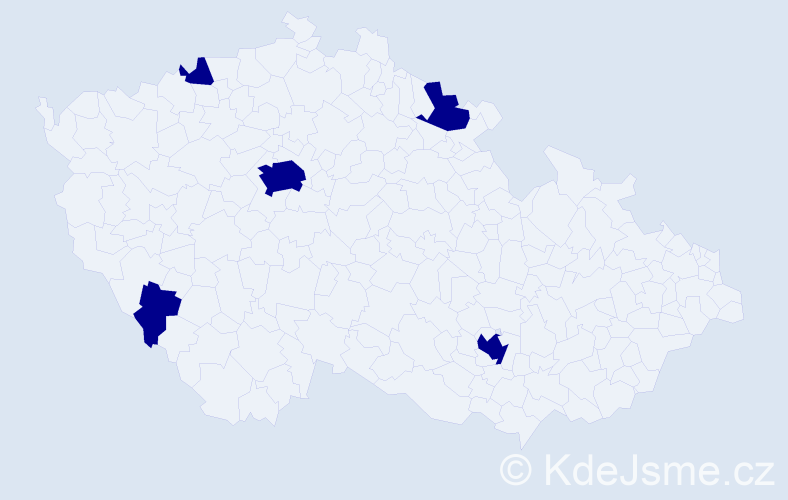 Jméno: 'Jarin', počet výskytů 5 v celé ČR