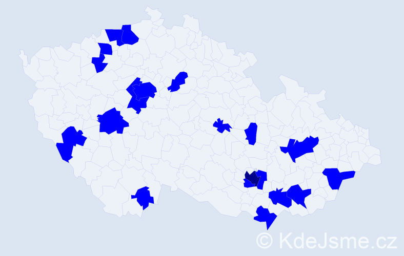 Jméno: 'Augustýn', počet výskytů 20 v celé ČR