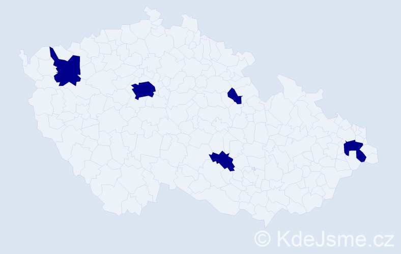 Jméno: 'Petr Ladislav', počet výskytů 5 v celé ČR