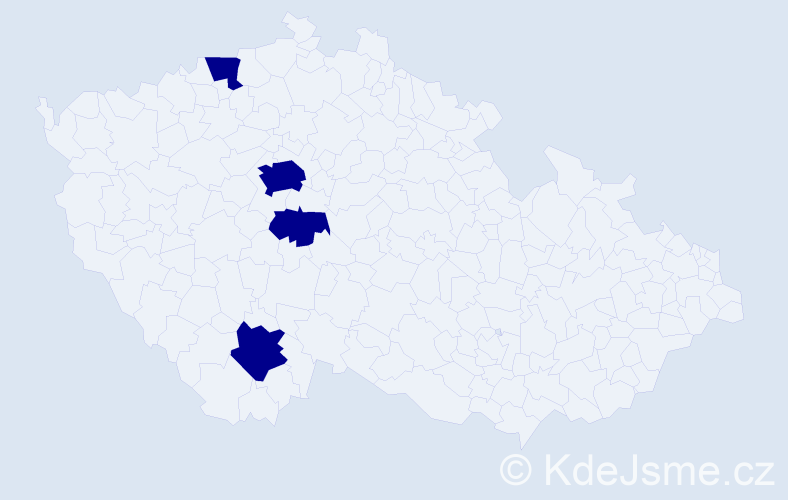 Jméno: 'Angie', počet výskytů 4 v celé ČR