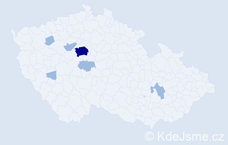 Jméno: 'Nam', počet výskytů 9 v celé ČR