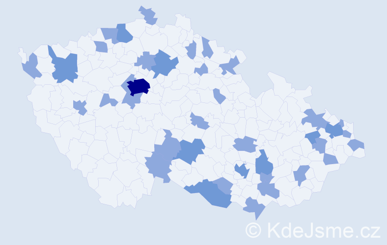 Jméno: 'Emilly', počet výskytů 53 v celé ČR