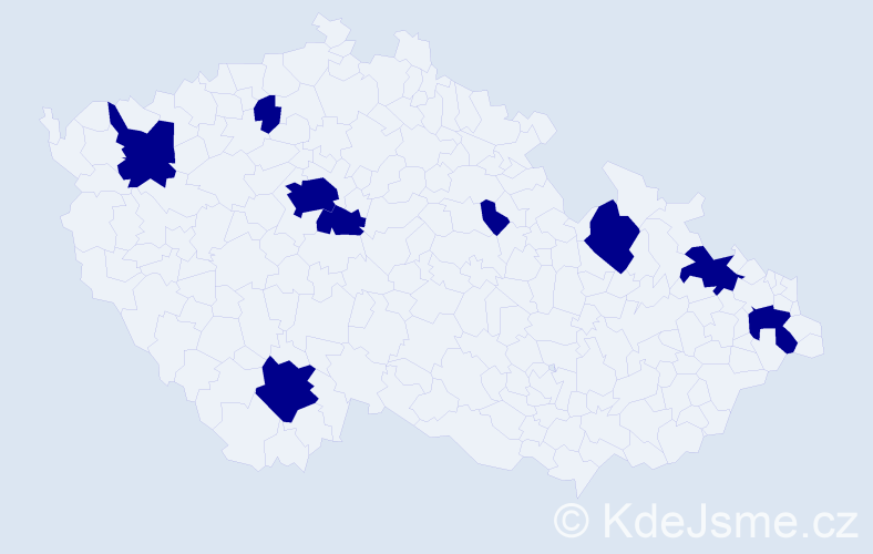 Jméno: 'Miroslávka', počet výskytů 9 v celé ČR