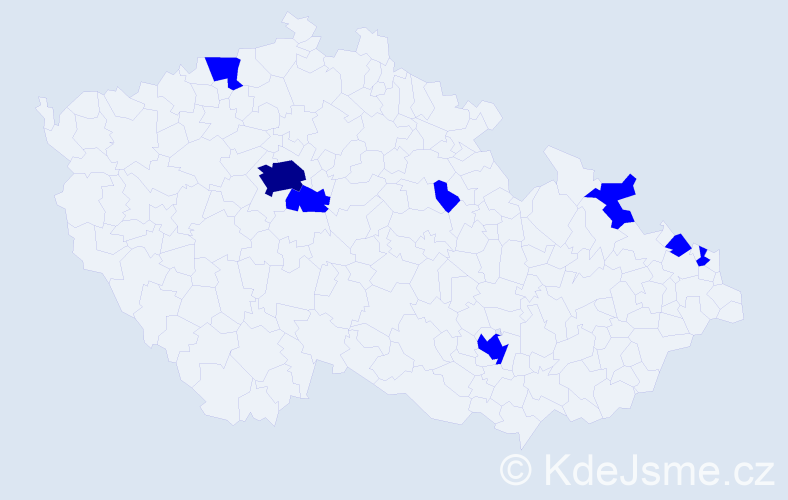 Jméno: 'Meri', počet výskytů 9 v celé ČR