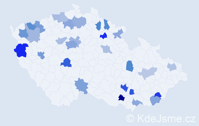 Jméno: 'Theresa', počet výskytů 55 v celé ČR