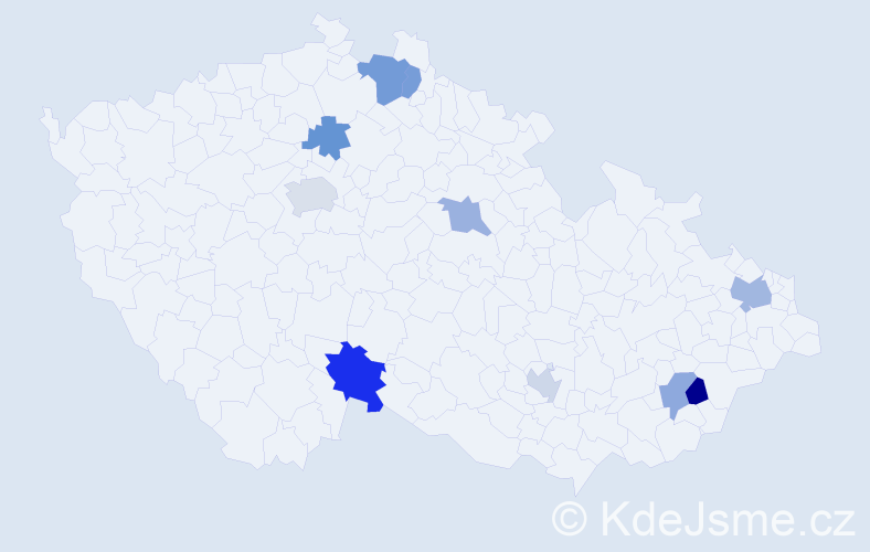 Jméno: 'Mileva', počet výskytů 14 v celé ČR