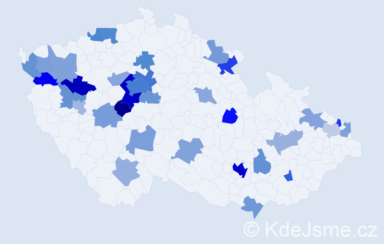 Jméno: 'James', počet výskytů 65 v celé ČR