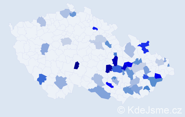 Jméno: 'Vincencie', počet výskytů 67 v celé ČR