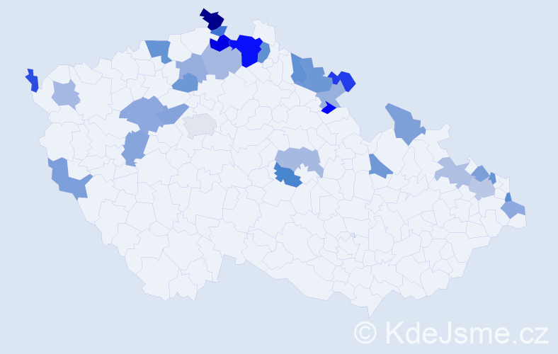 Jméno: 'Voršila', počet výskytů 47 v celé ČR