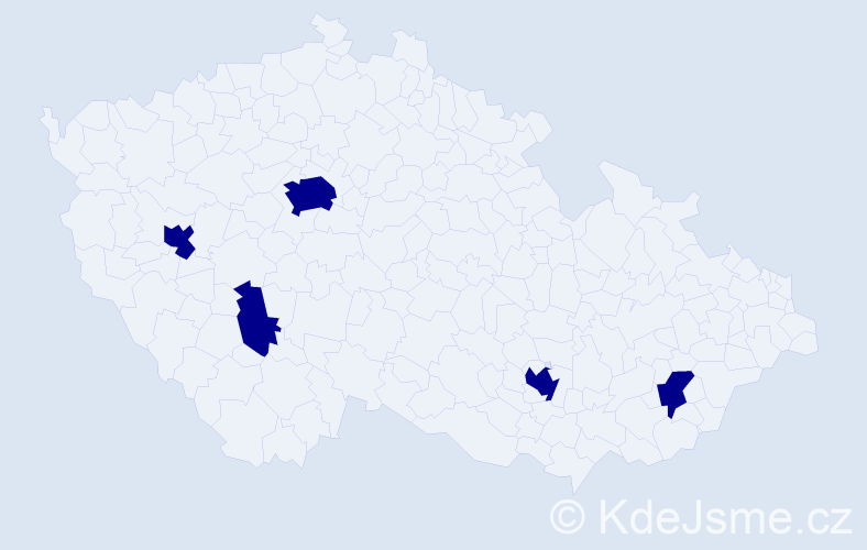 Jméno: 'Daniel Peter', počet výskytů 5 v celé ČR
