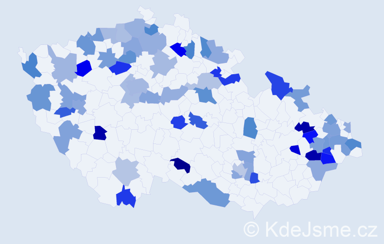 Jméno: 'Valentýn', počet výskytů 85 v celé ČR