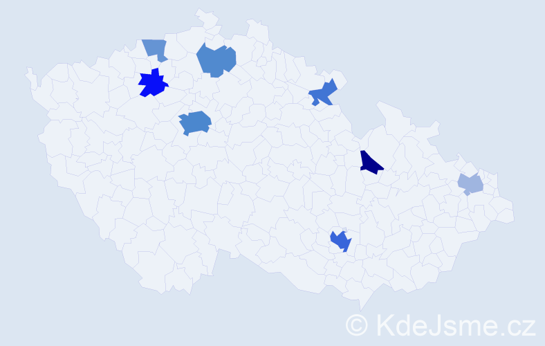Jméno: 'Mina', počet výskytů 20 v celé ČR