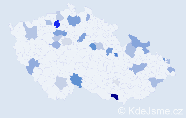 Jméno: 'Kornélie', počet výskytů 37 v celé ČR