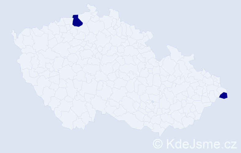 Jméno: 'Rozárie Terezie', počet výskytů 2 v celé ČR