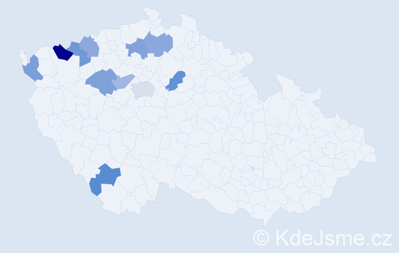 Jméno: 'Huu', počet výskytů 13 v celé ČR