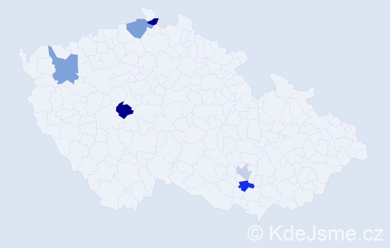 Jméno: 'Deny', počet výskytů 6 v celé ČR