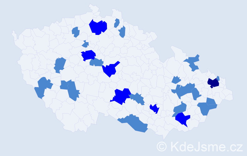 Jméno: 'Čestmíra', počet výskytů 34 v celé ČR