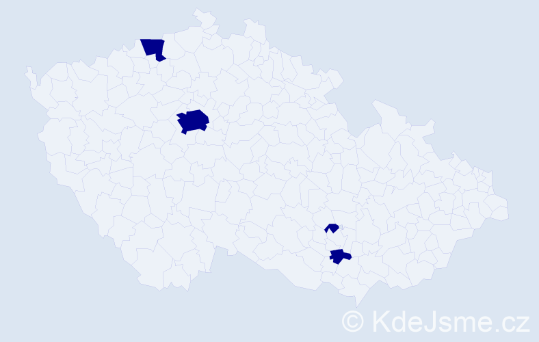 Jméno: 'Hanin', počet výskytů 4 v celé ČR