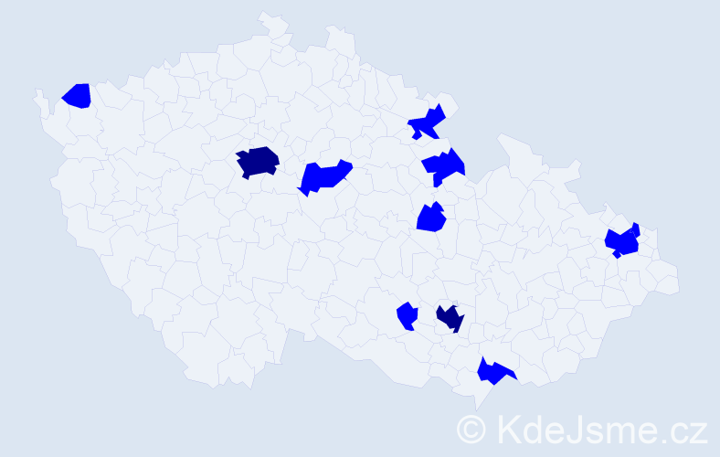 Jméno: 'Andela', počet výskytů 13 v celé ČR