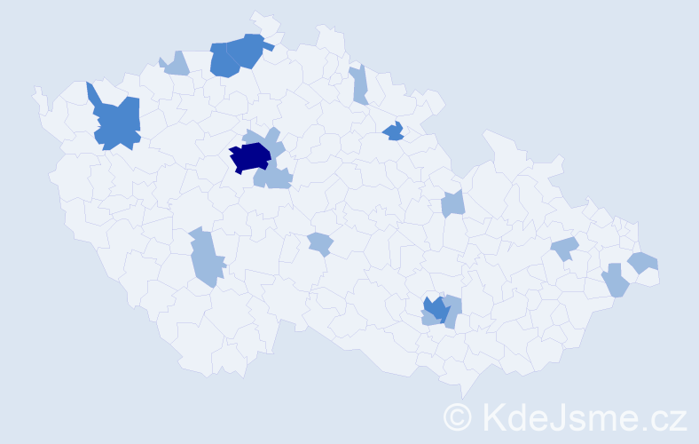 Jméno: 'Martin Jan', počet výskytů 25 v celé ČR