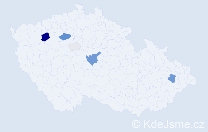 Jméno: 'Jan Kevin', počet výskytů 5 v celé ČR