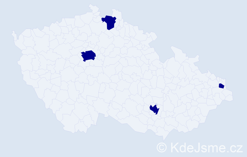 Jméno: 'Valpurga', počet výskytů 4 v celé ČR