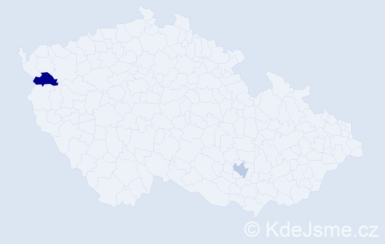 Jméno: 'Nagam', počet výskytů 2 v celé ČR