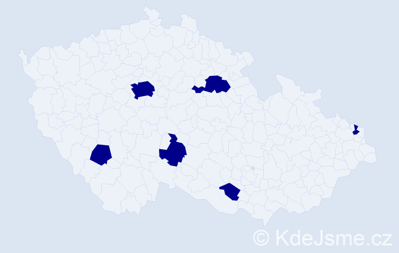 Jméno: 'Tadeáš Jakub', počet výskytů 6 v celé ČR
