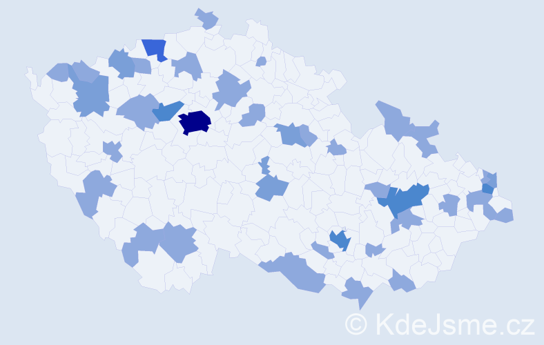 Jméno: 'Valentína', počet výskytů 61 v celé ČR