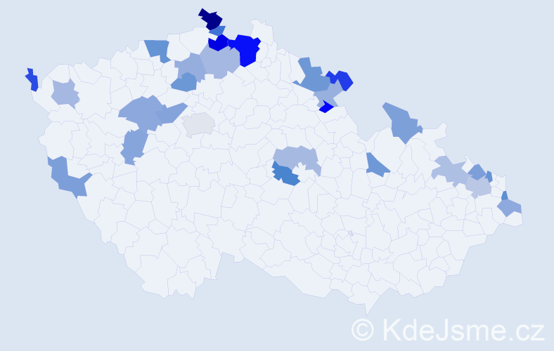 Jméno: 'Voršila', počet výskytů 44 v celé ČR