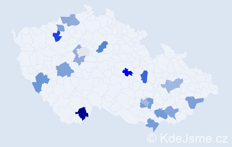 Jméno: 'Augustýn', počet výskytů 20 v celé ČR