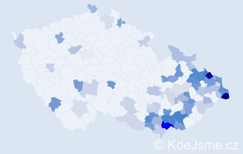 Jméno: 'Jenovefa', počet výskytů 125 v celé ČR